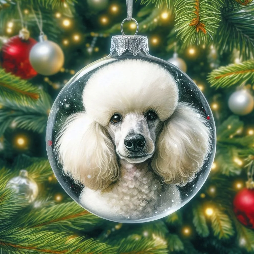 White Poodle Christmas Cards