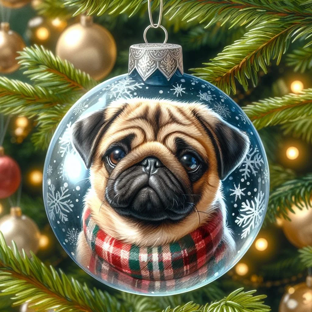 Tan Pug Christmas Cards