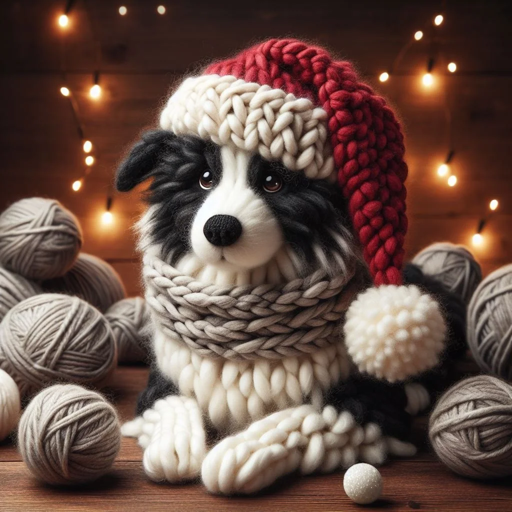 Knitted Border Collie Toy