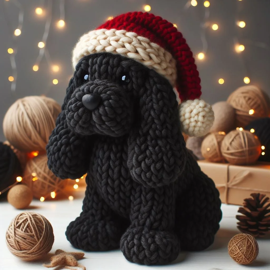 Knitted Black Cocker Spaniel Toy