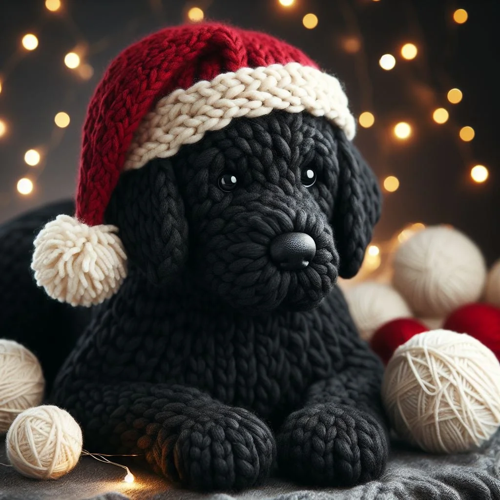 Knitted Black Labrador Toy