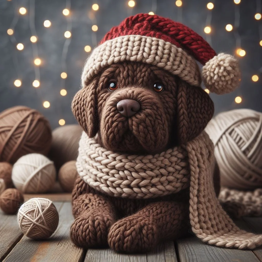 Chocolate Labrador Knitted Toy