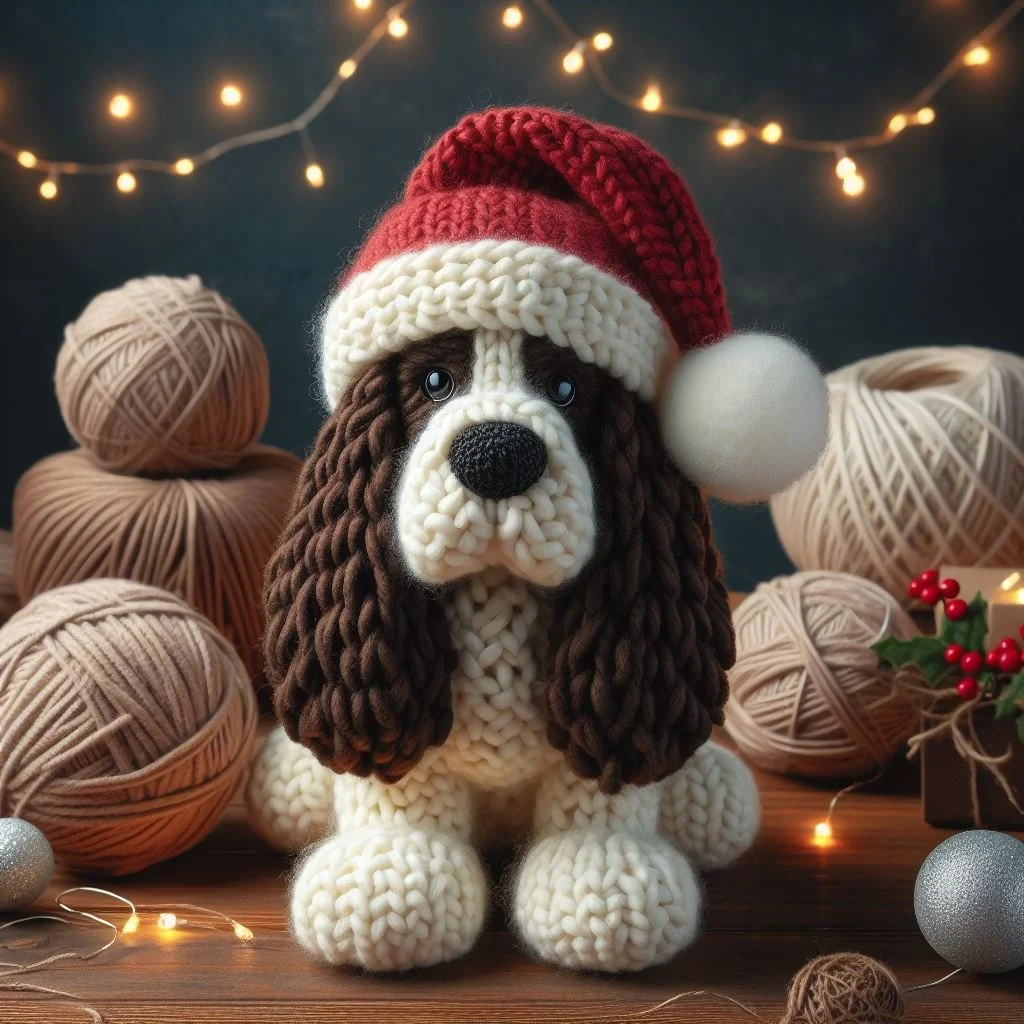 Knitted Springer Spaniel Toy
