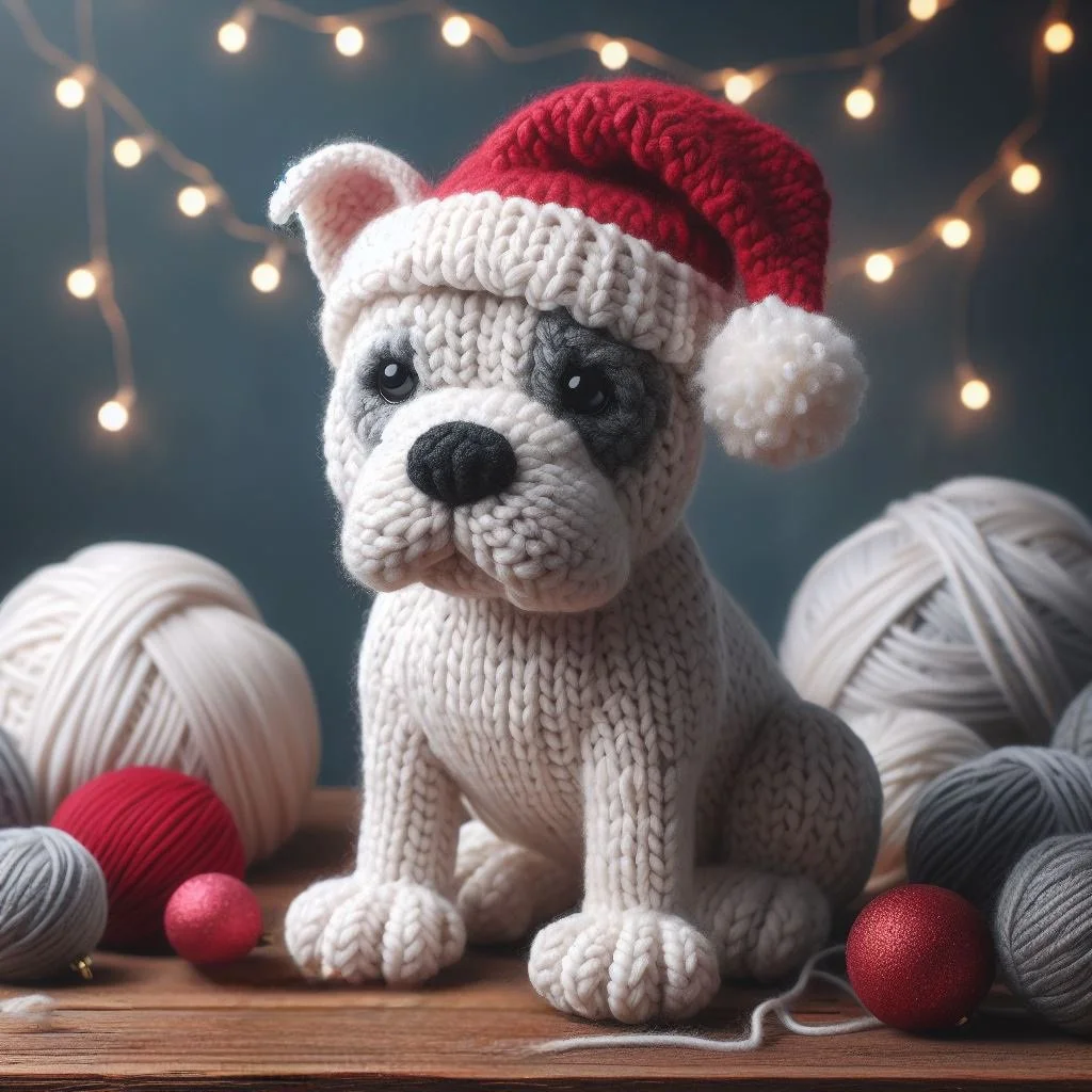 Knitted Dog Christmas Card