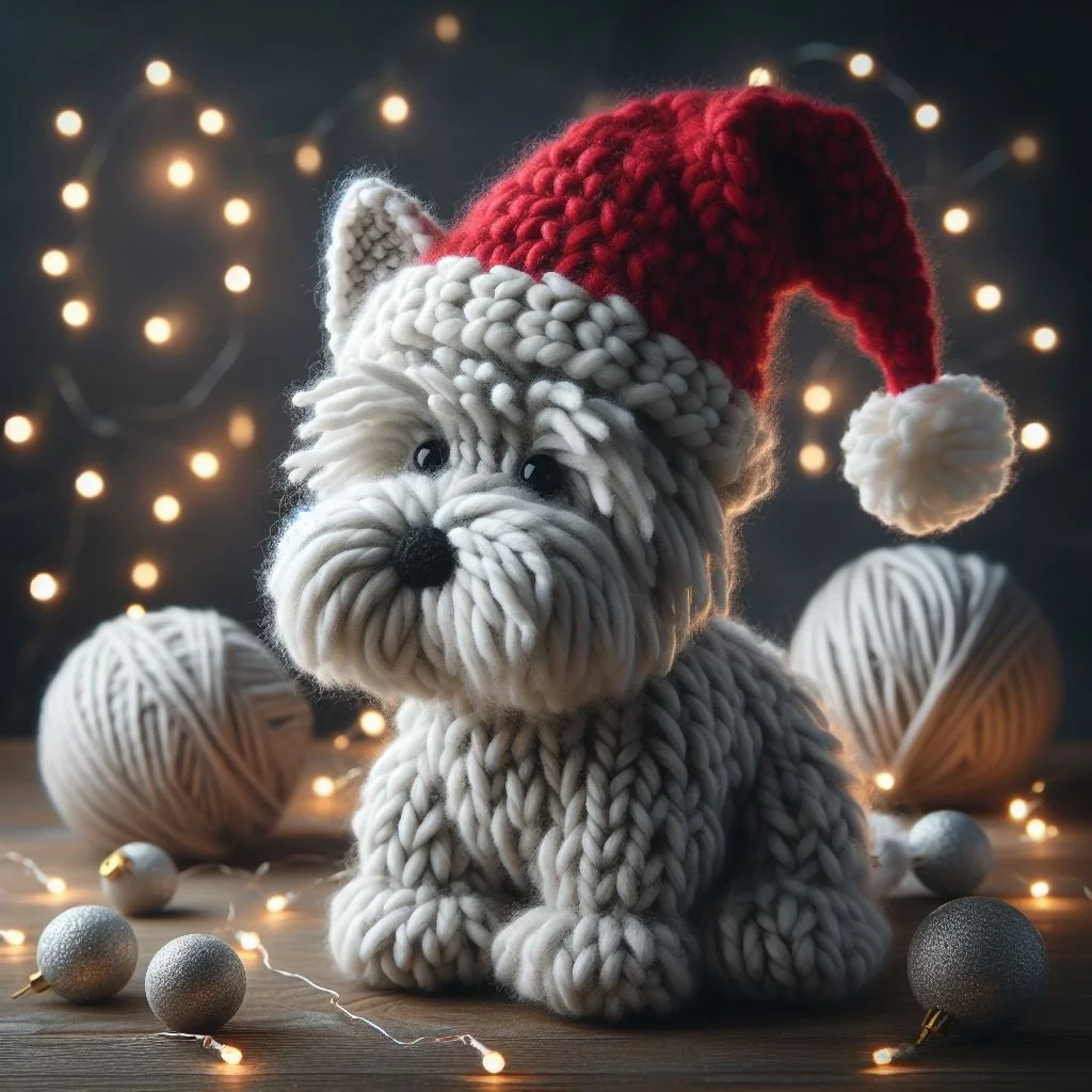 Knitted Westie Toy