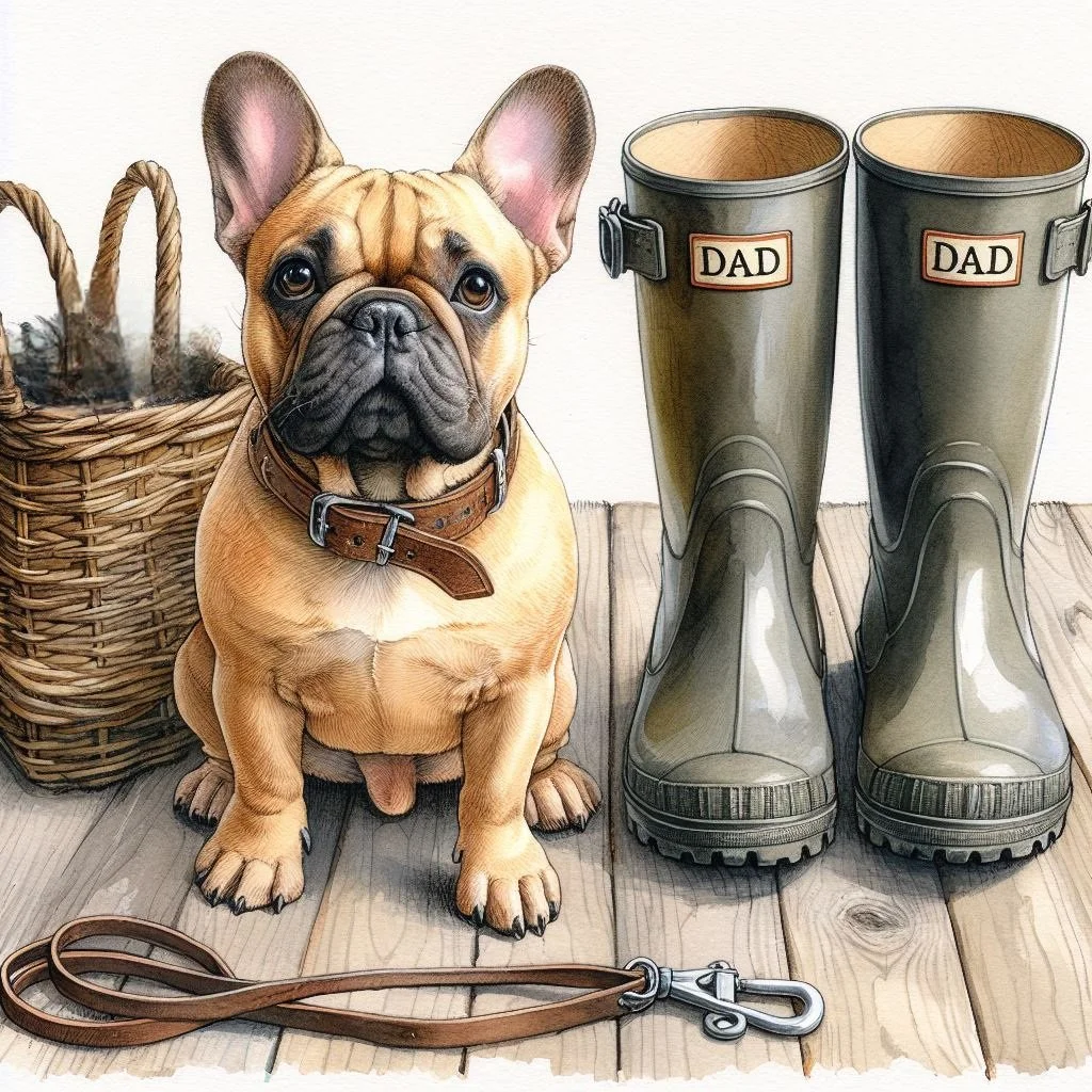 Tan French Bulldog Dad Card