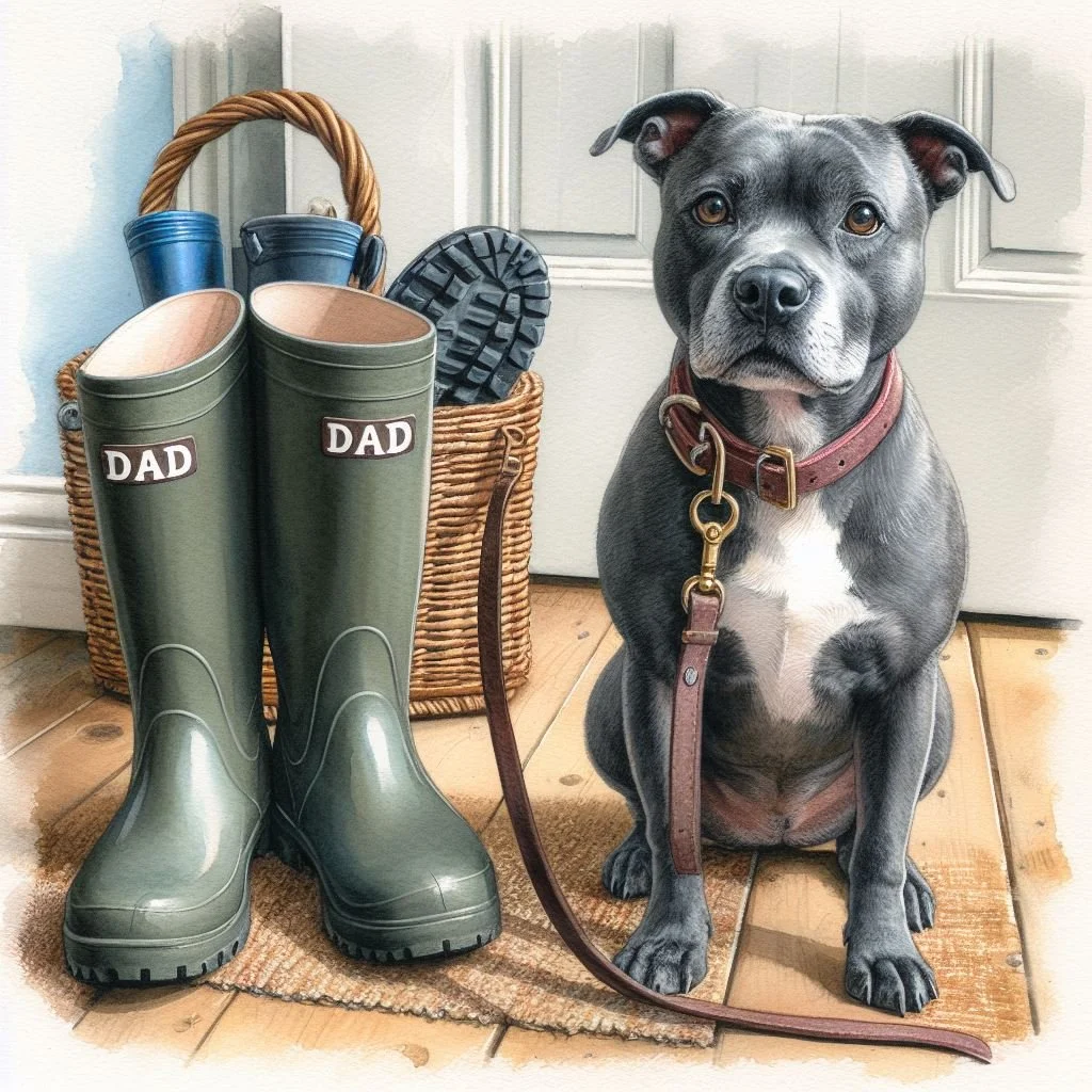 Grey Staffy Dad Card
