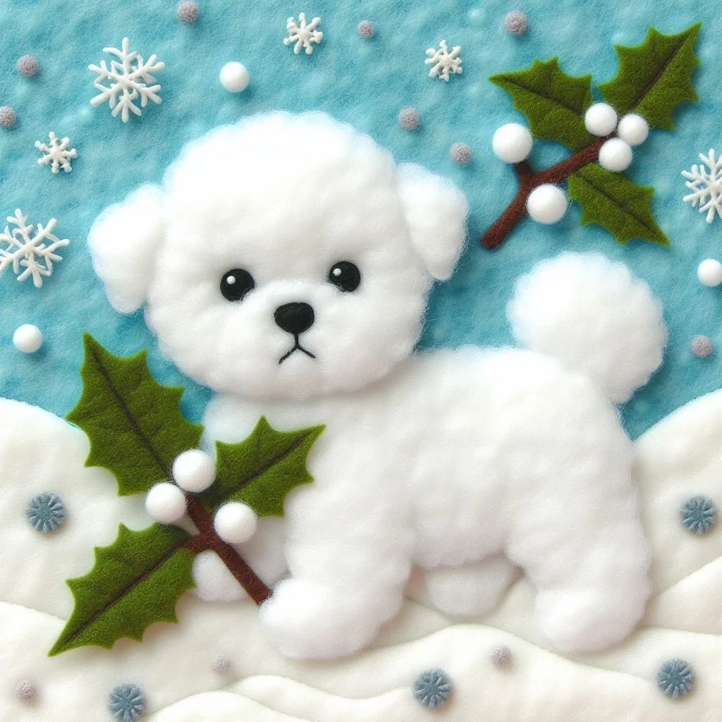 Felt Bichon Christmas Card