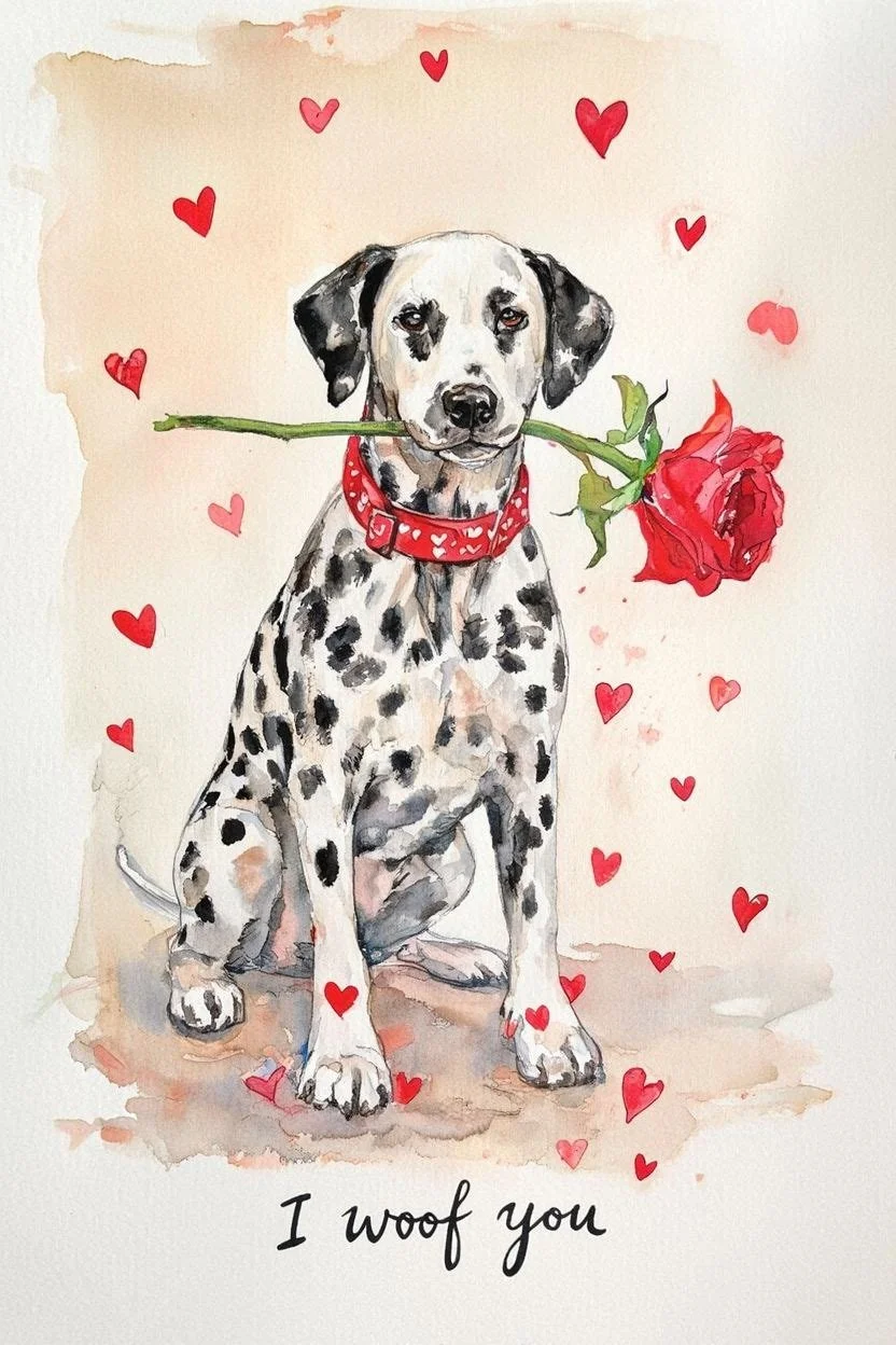 Large Dalmatian Valentine Card