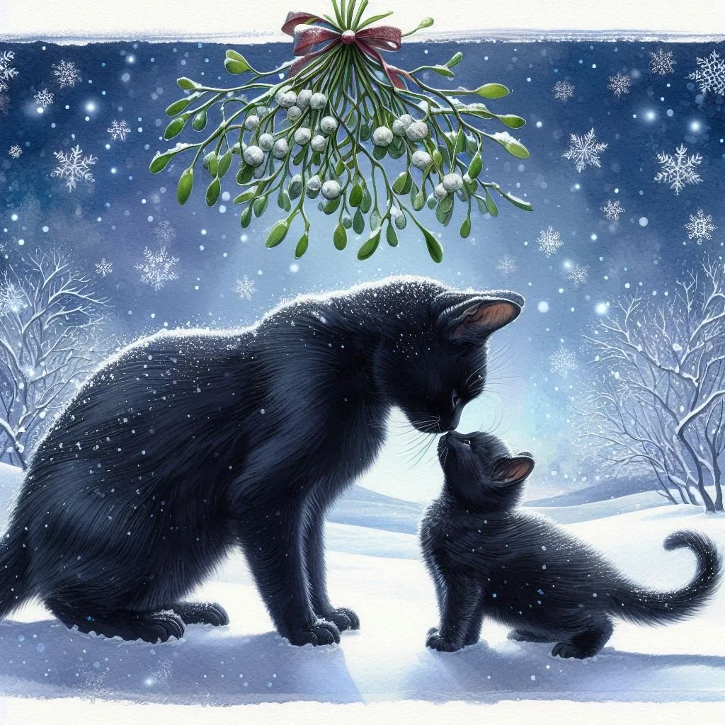 Black Cat Christmas Card