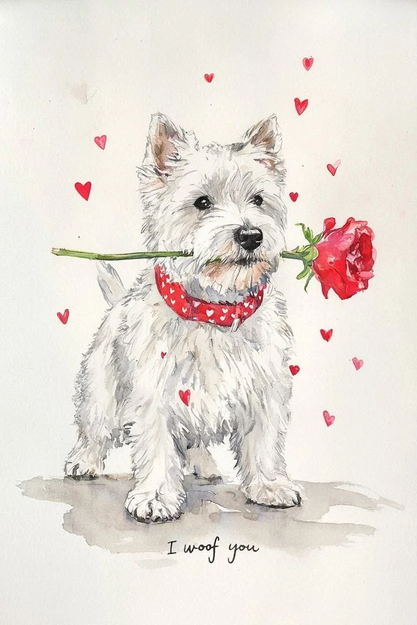 Large Westie Valentine Card
