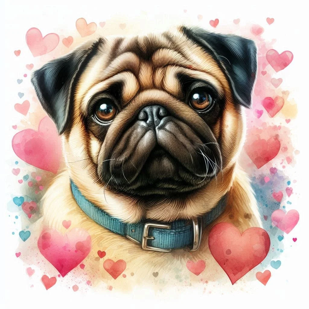 Tan Pug Valentine Card