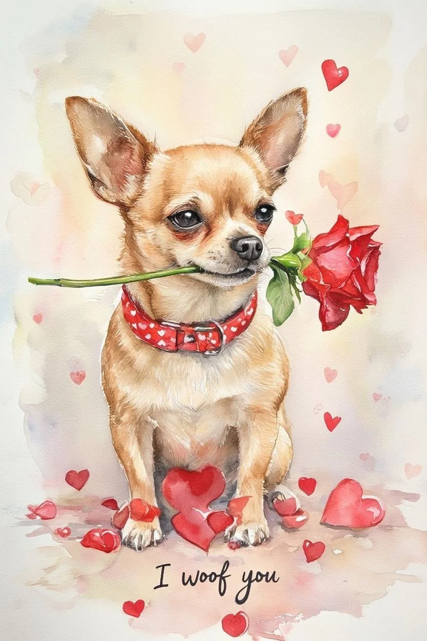 Large Chihuahua Valentine Card