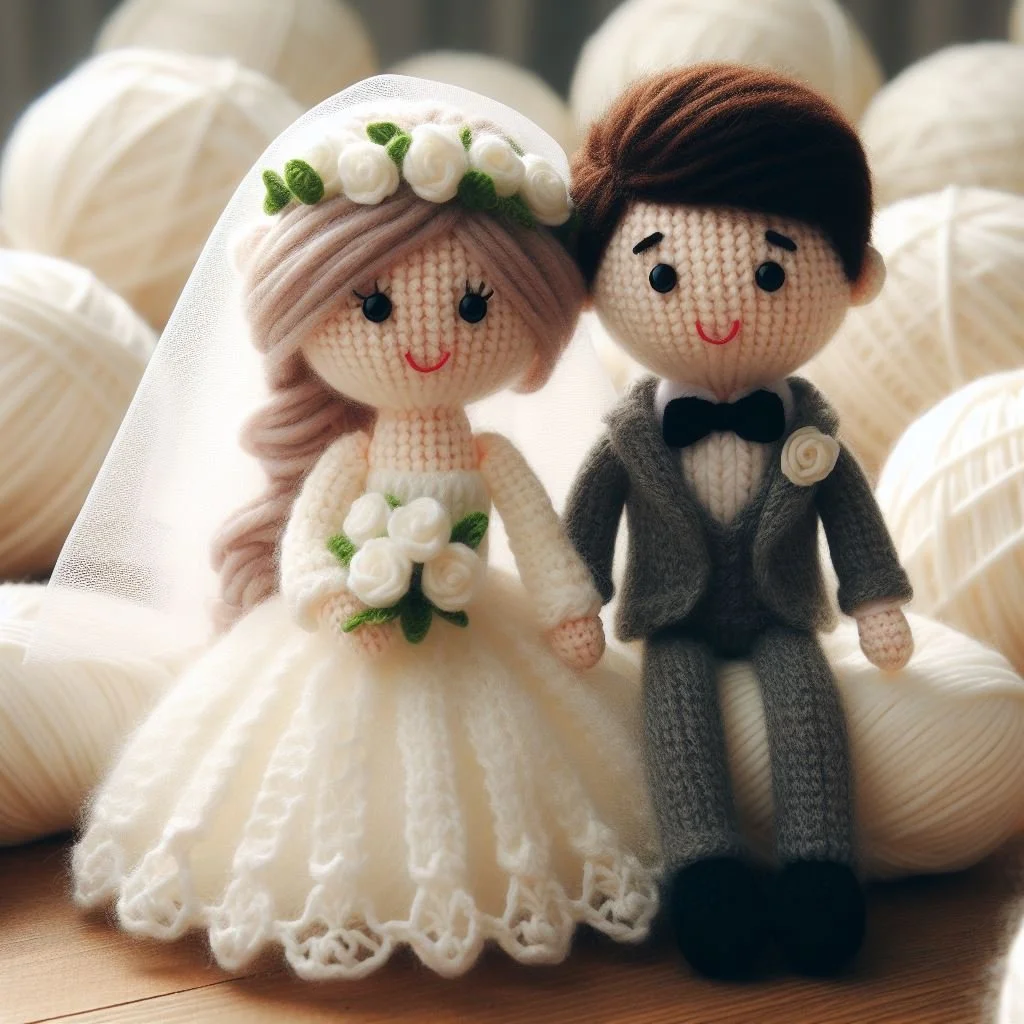 Knitted Bride and Groom Wedding Card