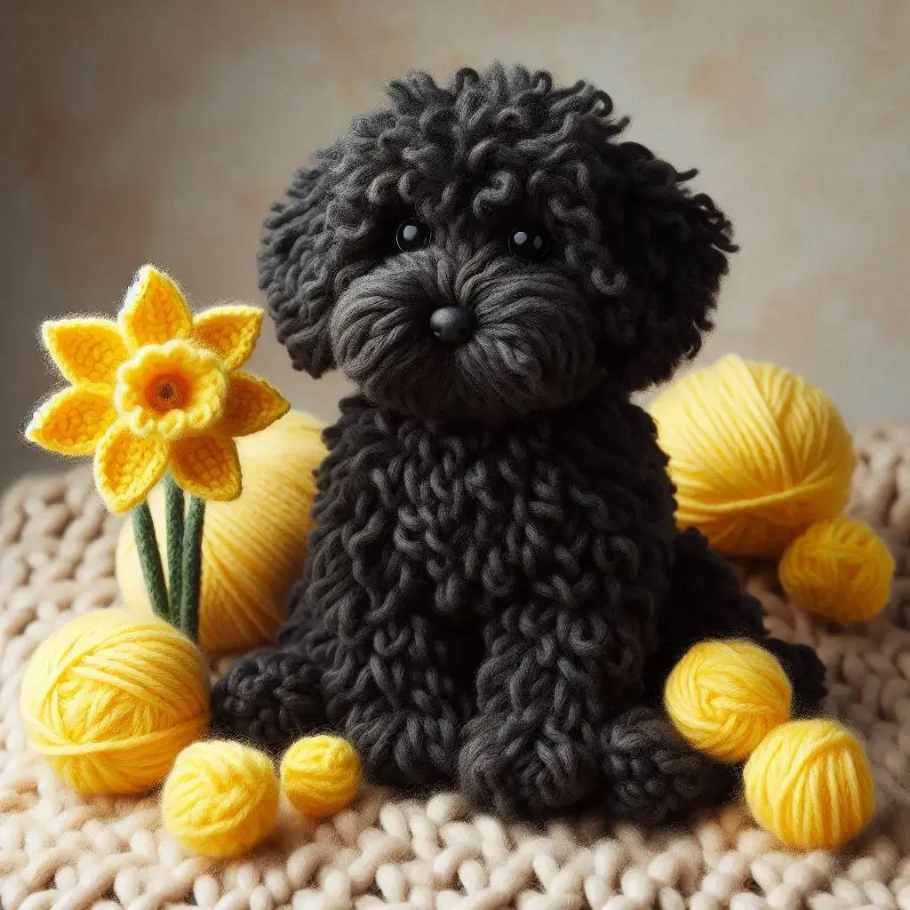Black Cockapoo Daffodil Card