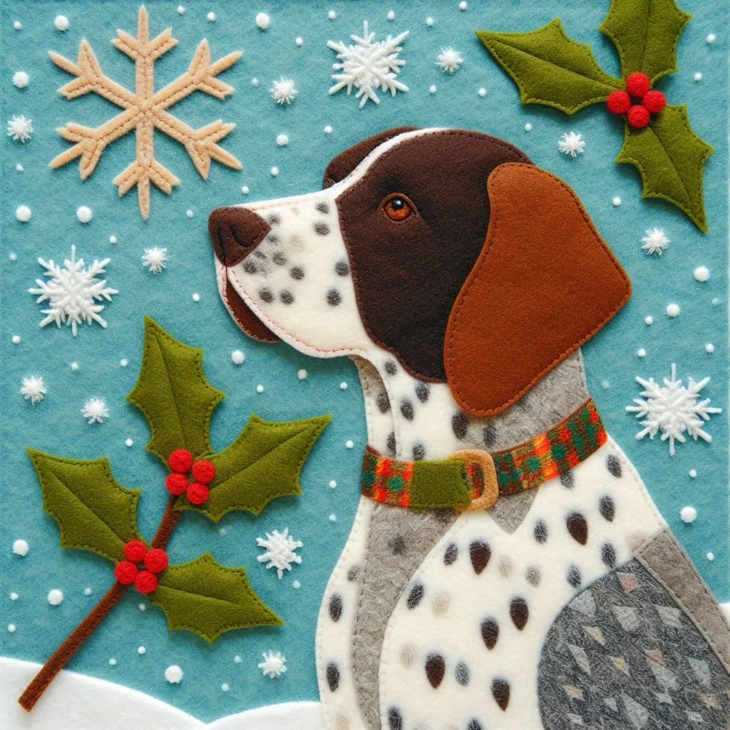 Felt German Pointer Christmas Card