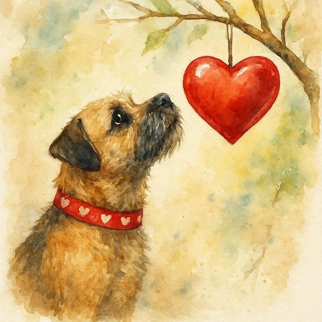 Border Terrier Heart Valentine Card