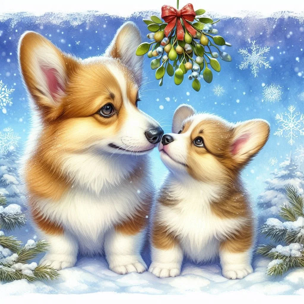 Corgi Puppy Christmas Card