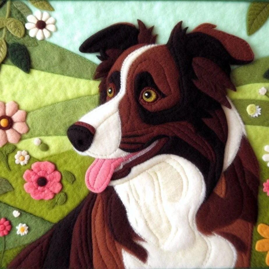Brown Border Collie Birthday Card
