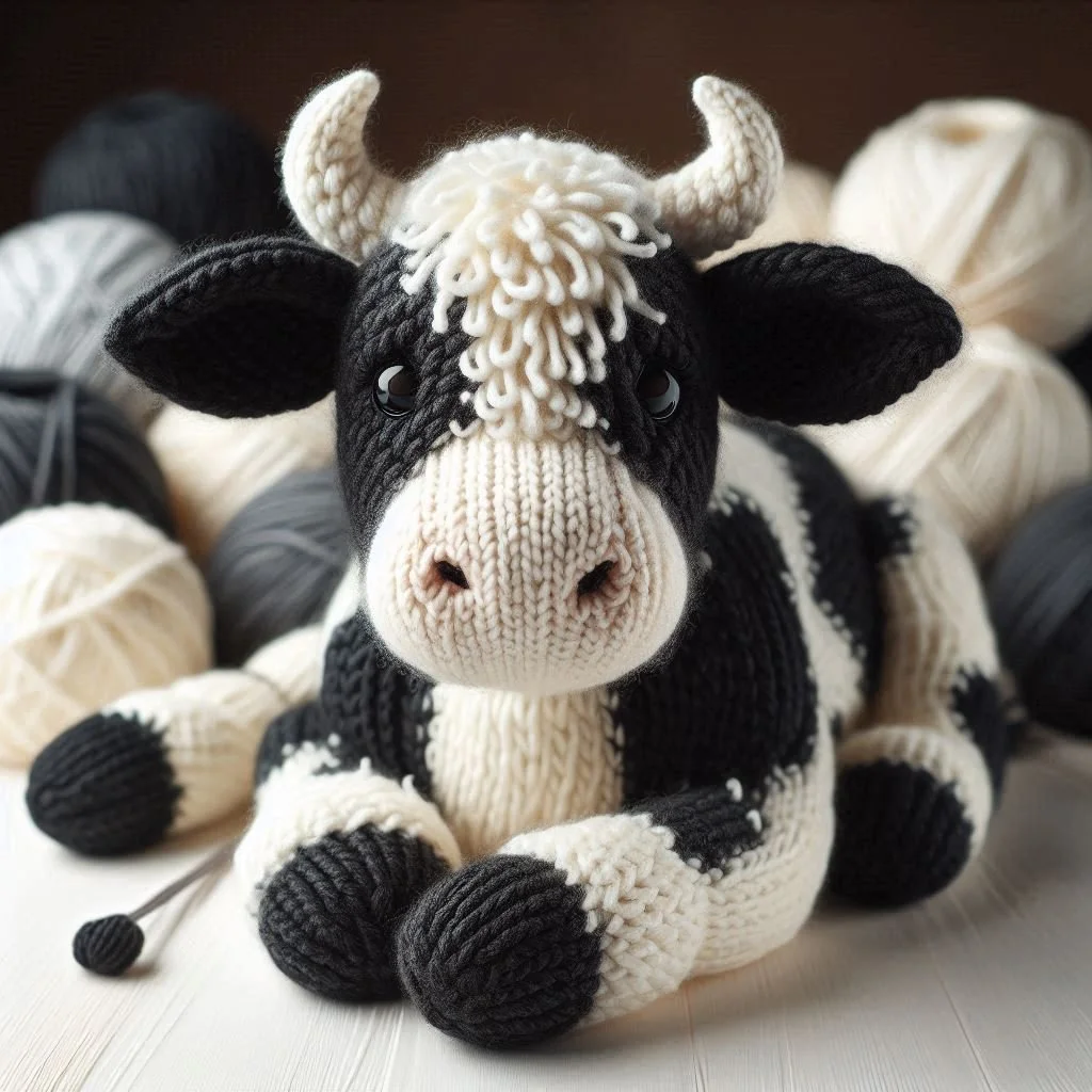 Knitted Cow Birthday Card