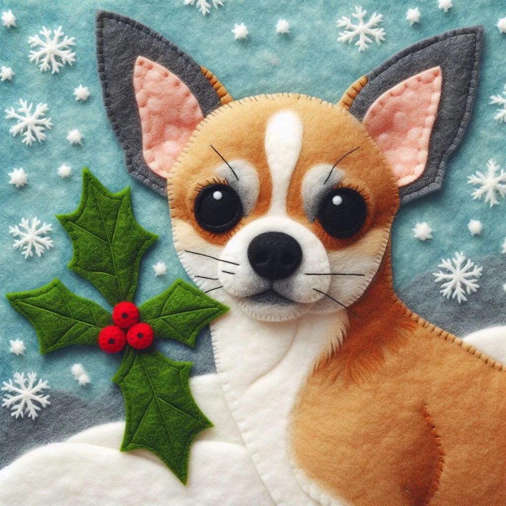 Felt Chihuahua Christmas Card