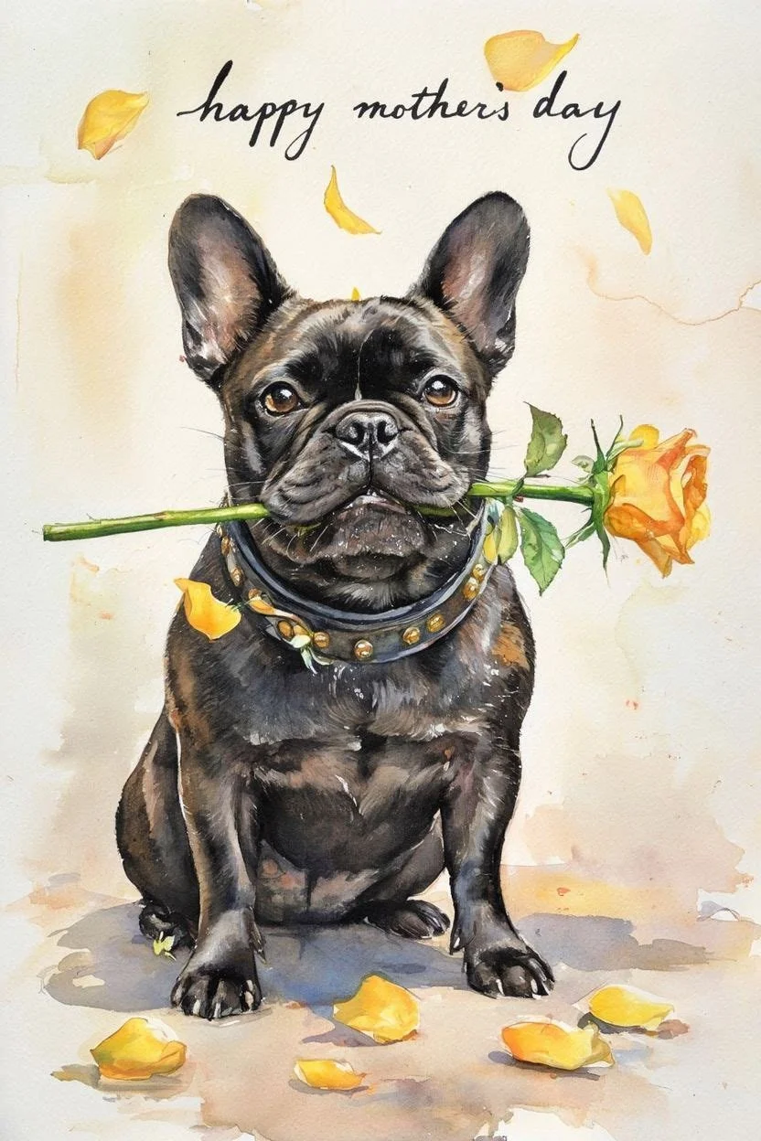 Black Frenchie Mothering Sunday Card