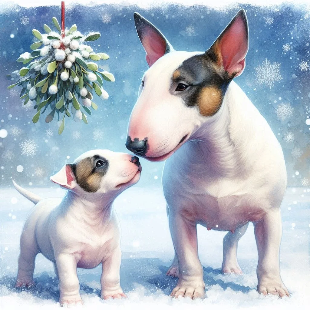 Bull Terrier Puppy Christmas Card