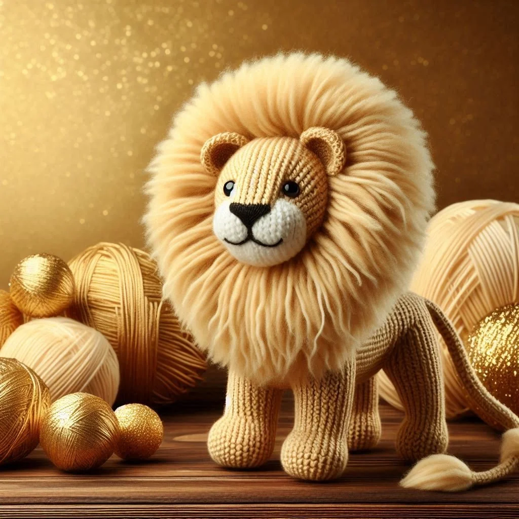 Knitted Lion Greeting Card