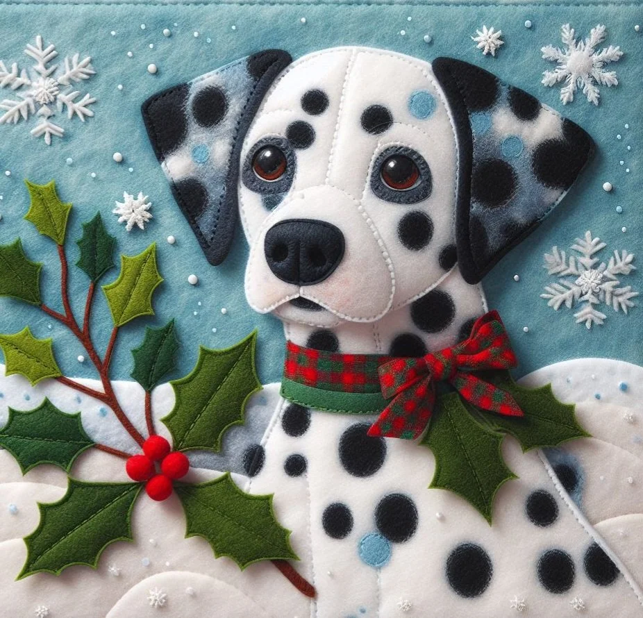 Felt Dalmatian Christmas Card