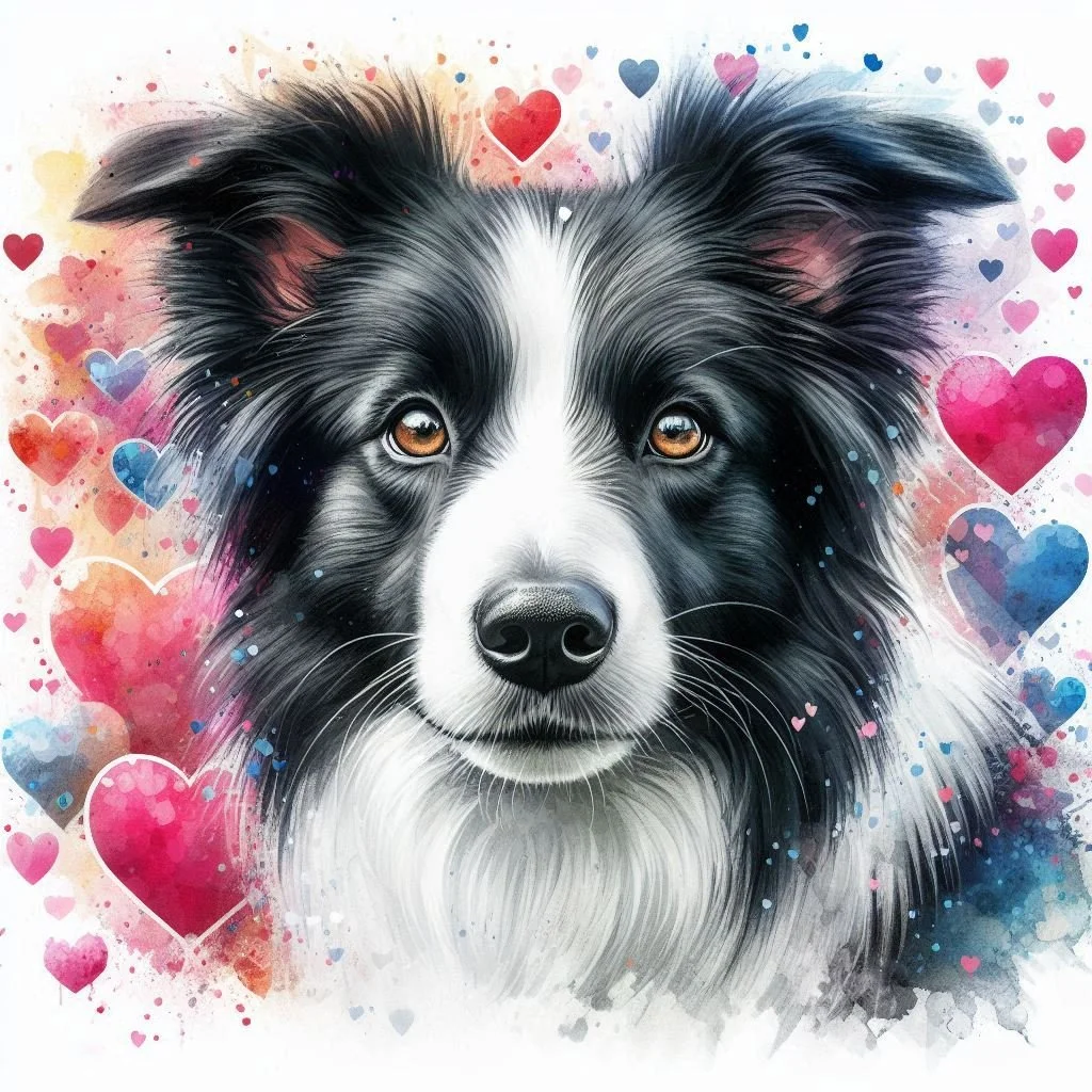 Border Collie Valentine Card