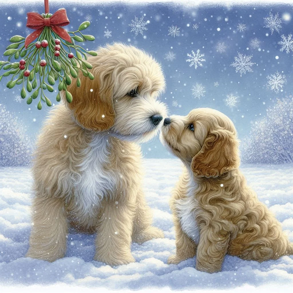Cockapoo Puppy Christmas Card