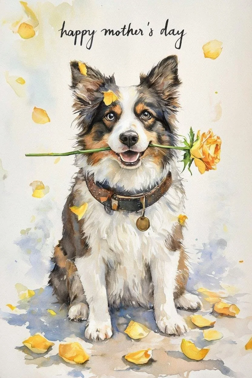 Border Collie Mothering Sunday Card