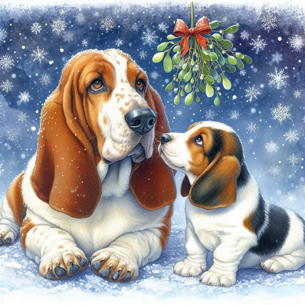 Basset Hound Puppy Christmas Card