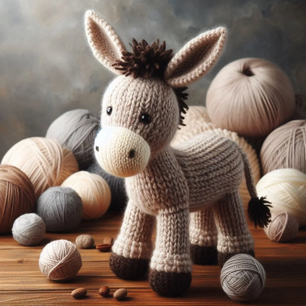 Knitted Donkey Greeting Card