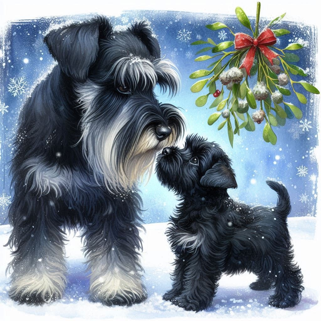 Black Schnauzer Puppy Christmas Card