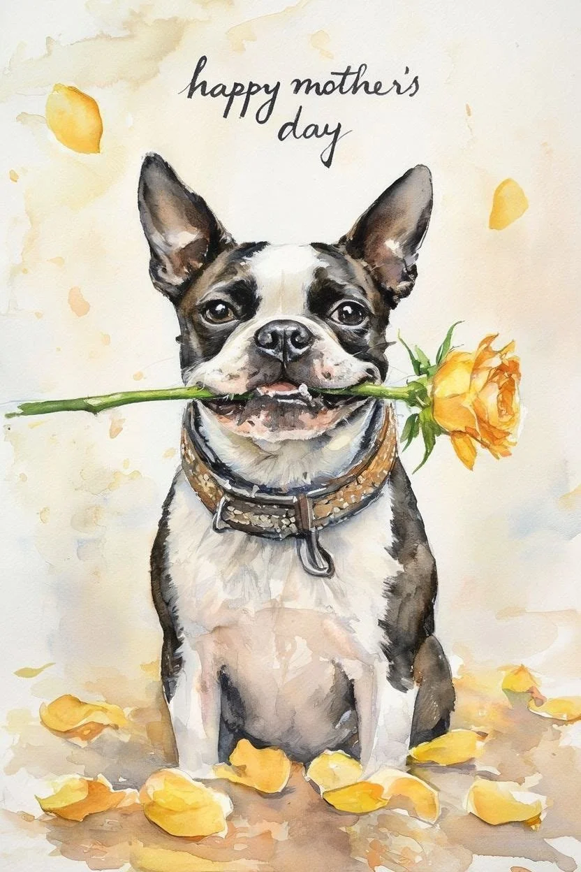 Boston Terrier Mothering Sunday Card