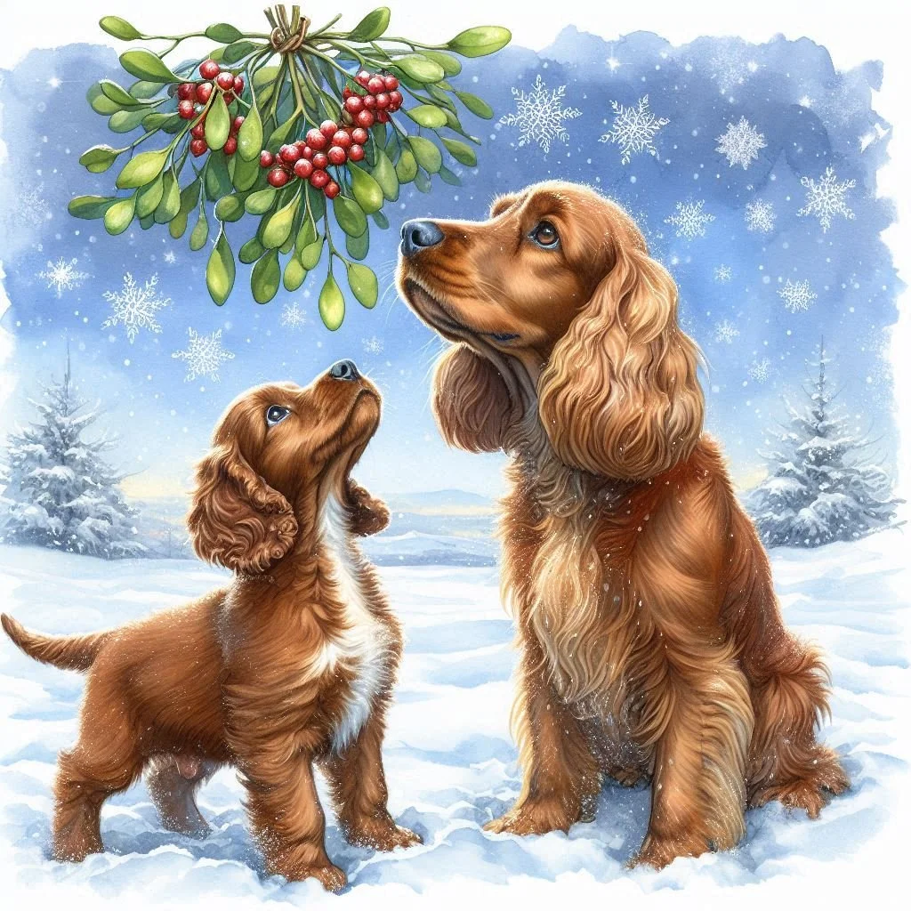 Golden Cocker Spaniel Puppy Christmas Card