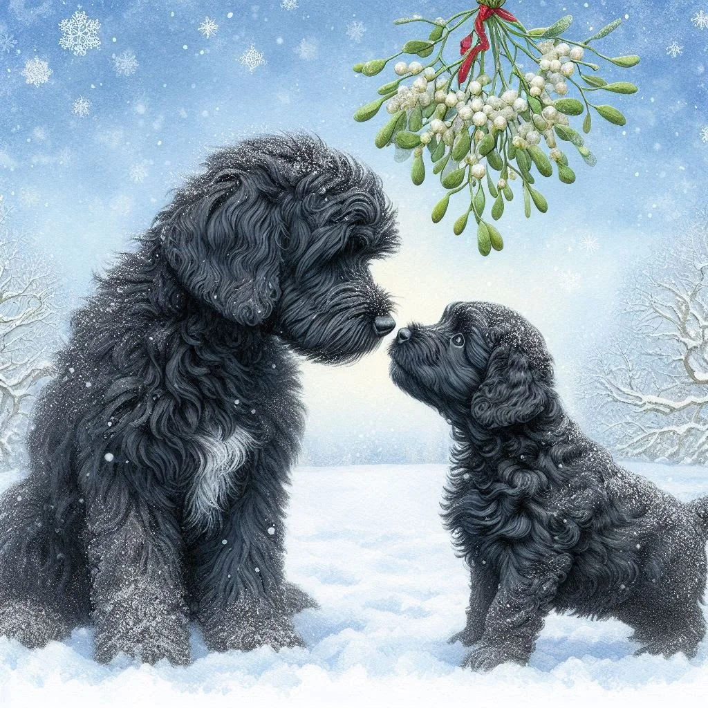 Black Cockapoo Puppy Christmas Card