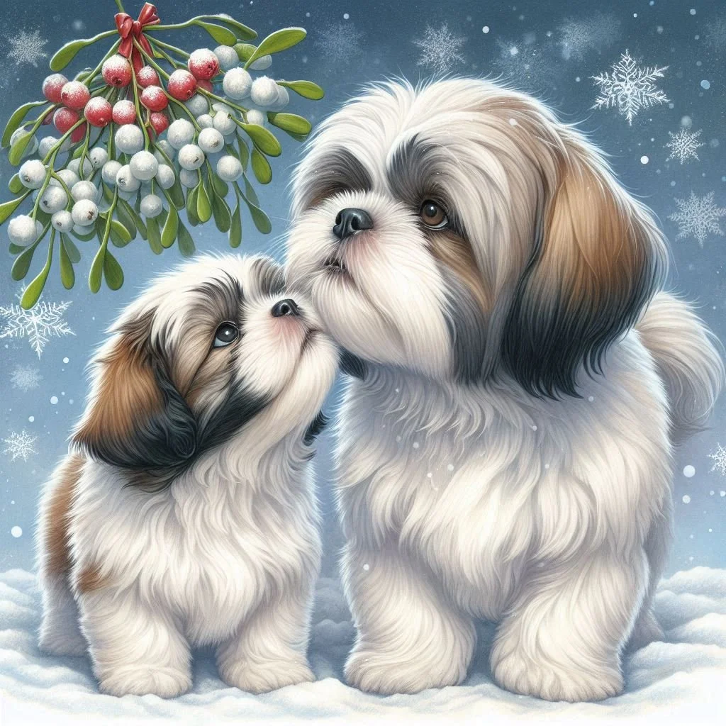 Shih Tzu Puppy Christmas Card