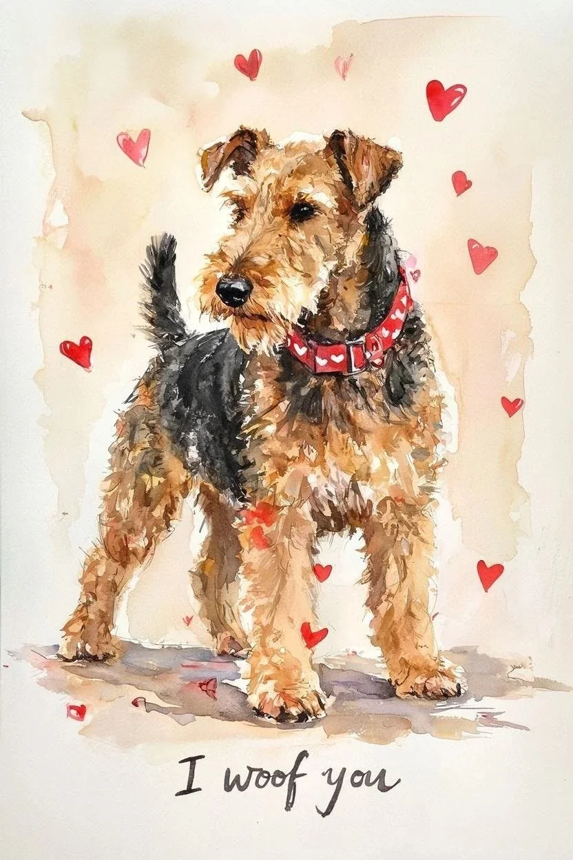 Large Airedale Terrier Valentine Card