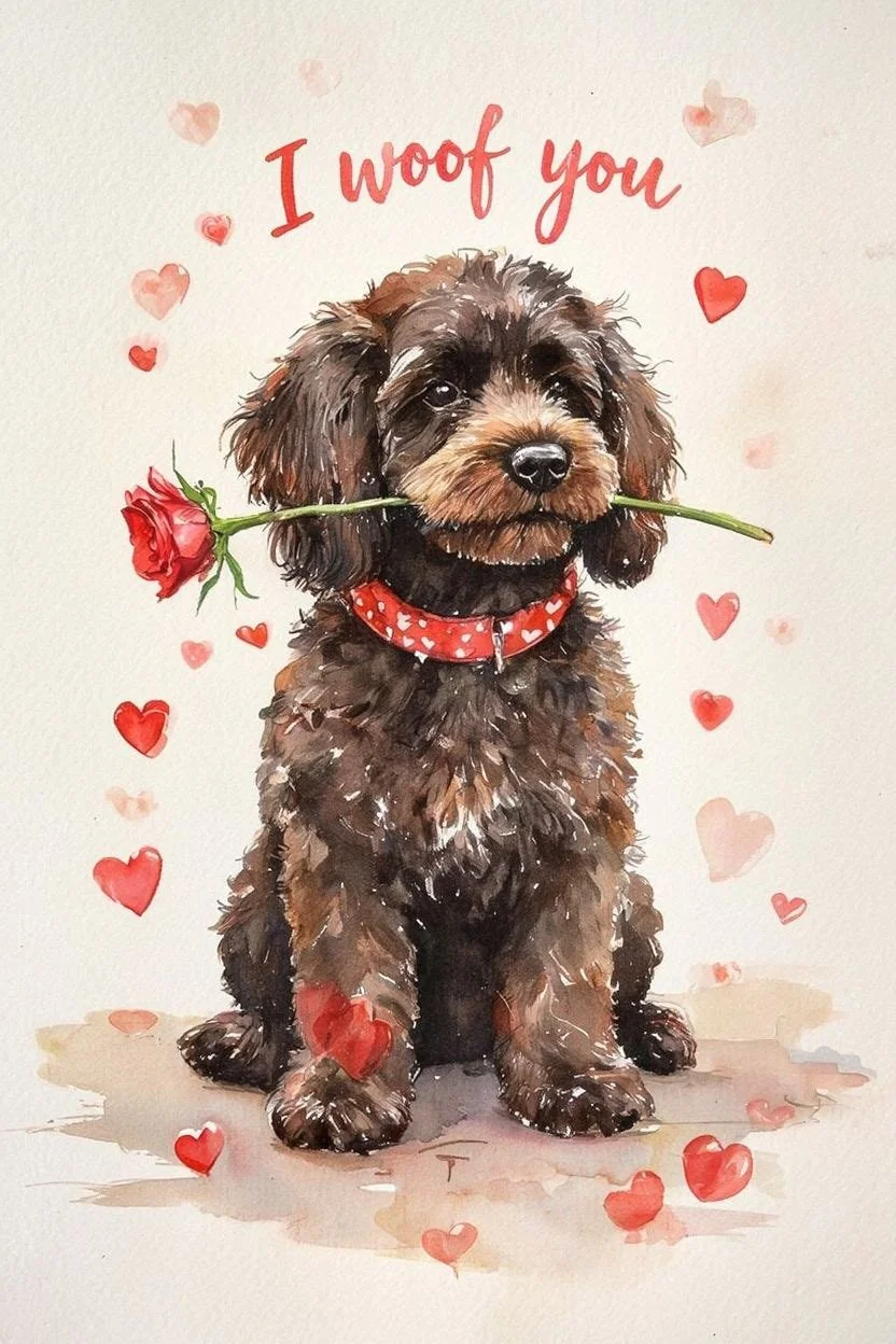 Large Chocolate Cockapoo Valentine Card