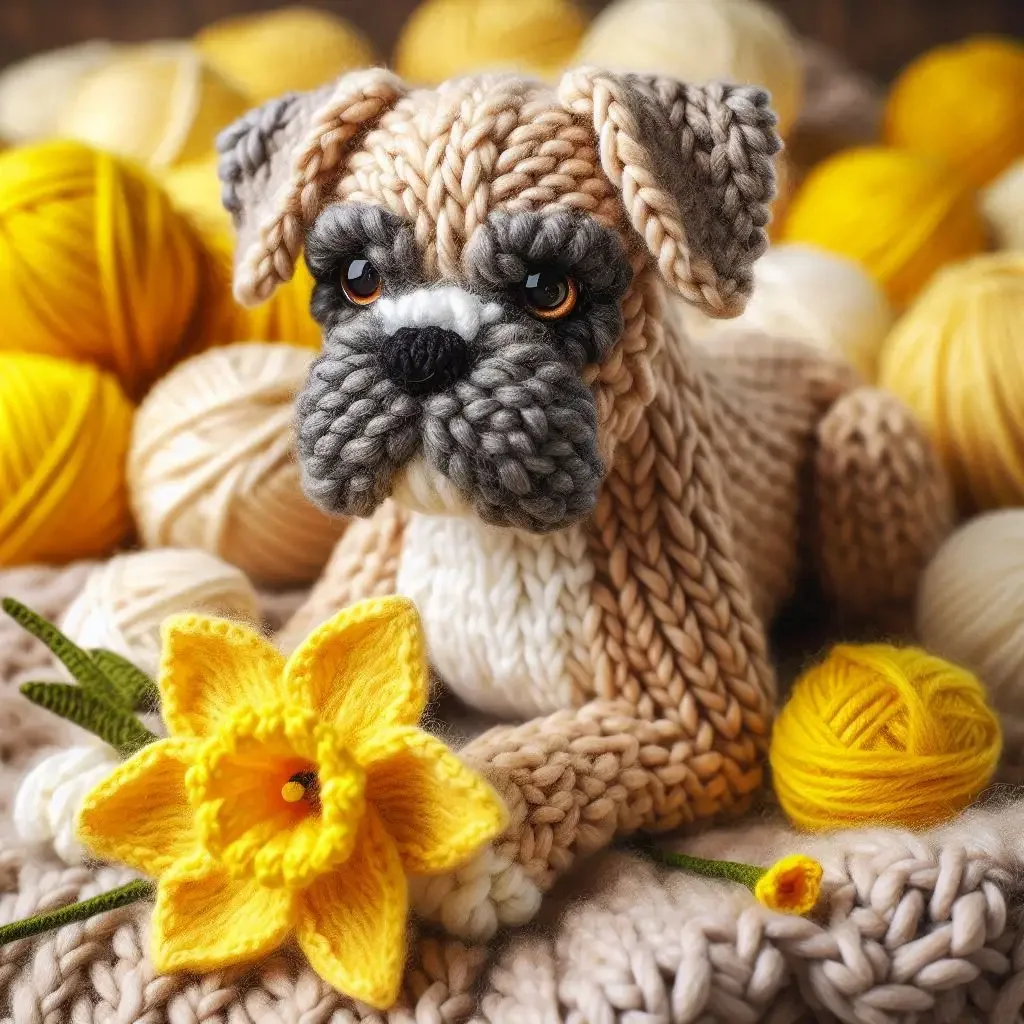 Boxer Dog Daffodil Card