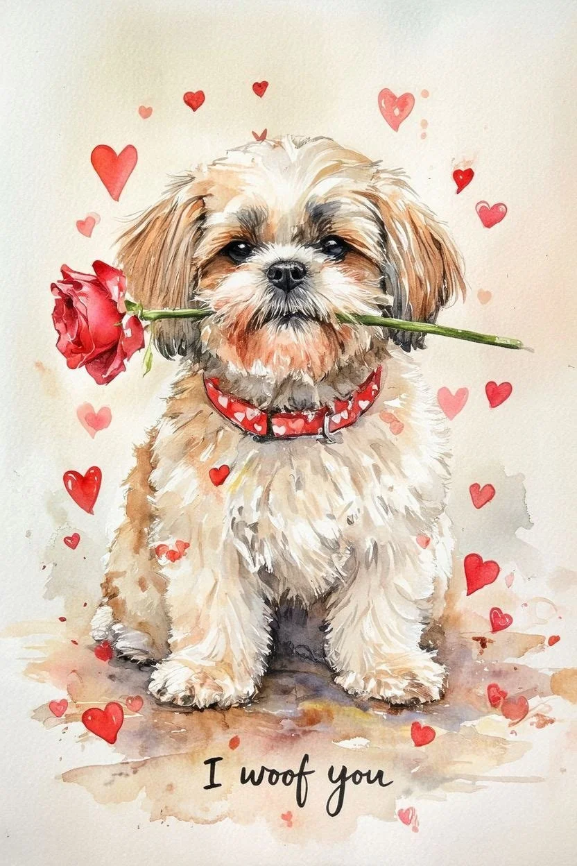 Large Shih Tzu Valentine Card
