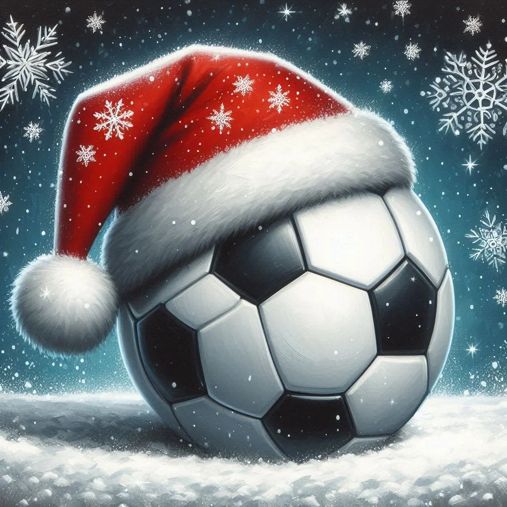 Football santa hat Chistmas card