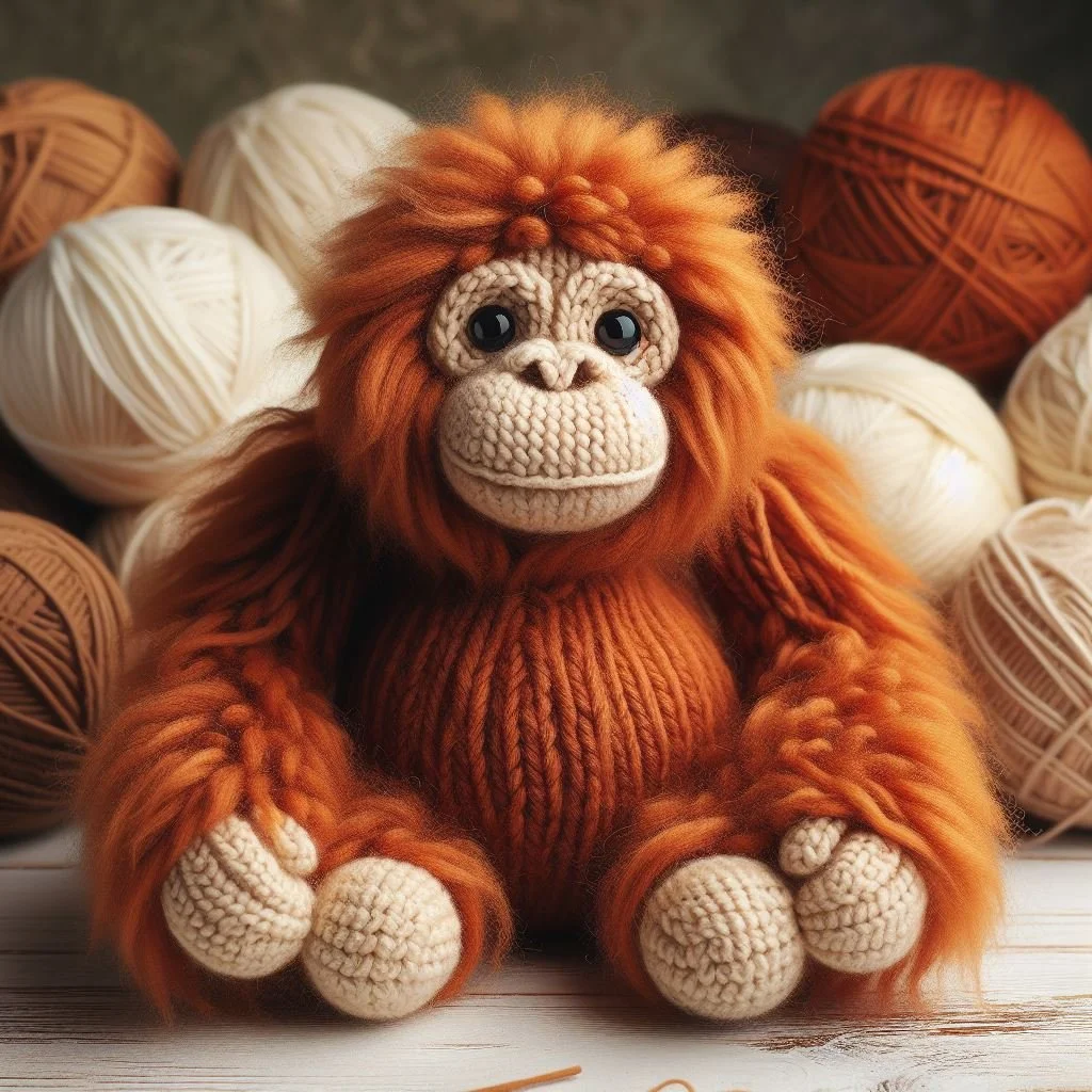 Knitted Orangutan Birthday Card