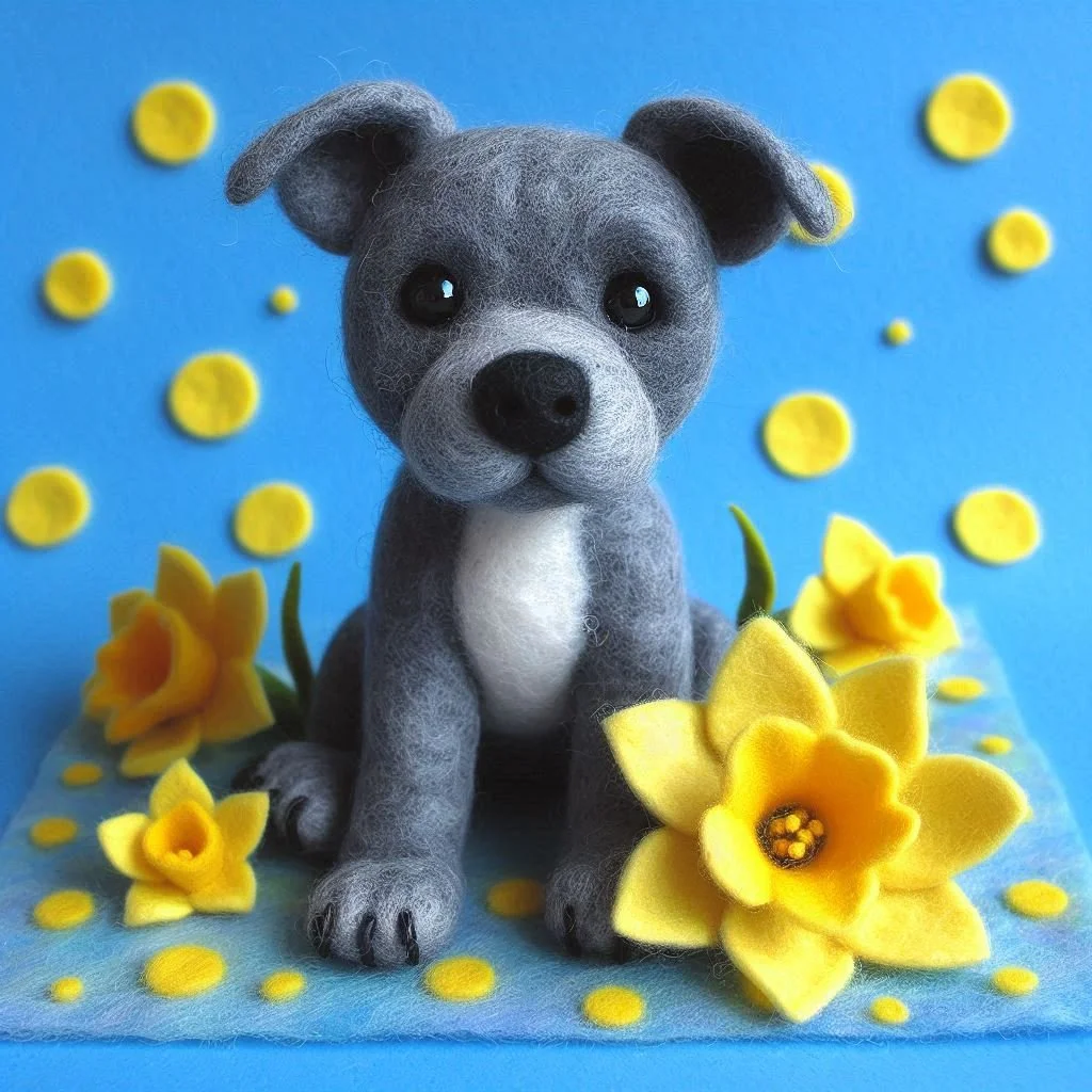 Grey Staffie Birthday Card