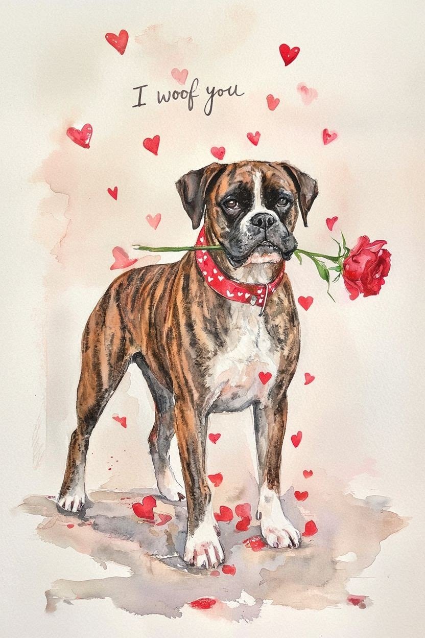 Large Boxer Valentine Card