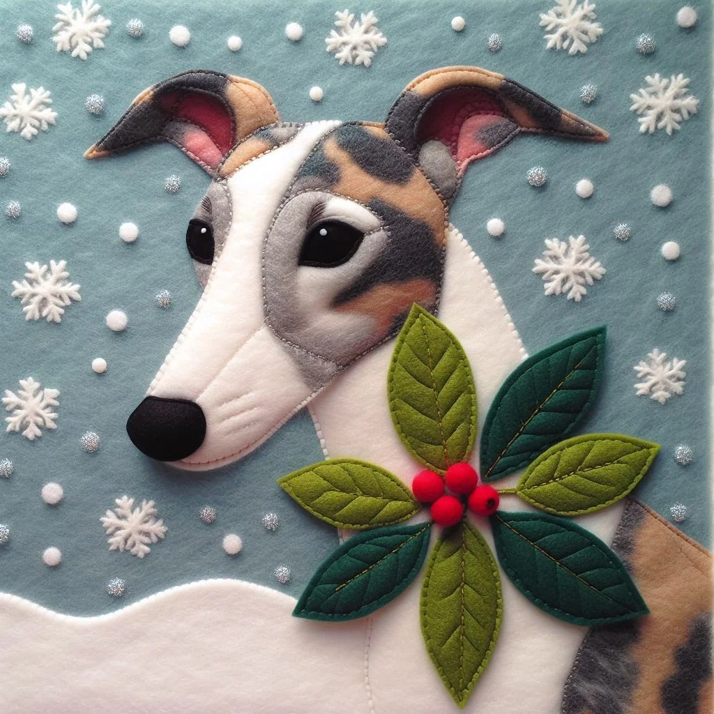 Felt Greyhound Christmas Card