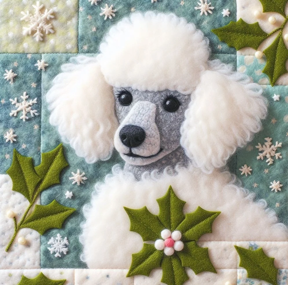 Poodle Felt Christmas Card