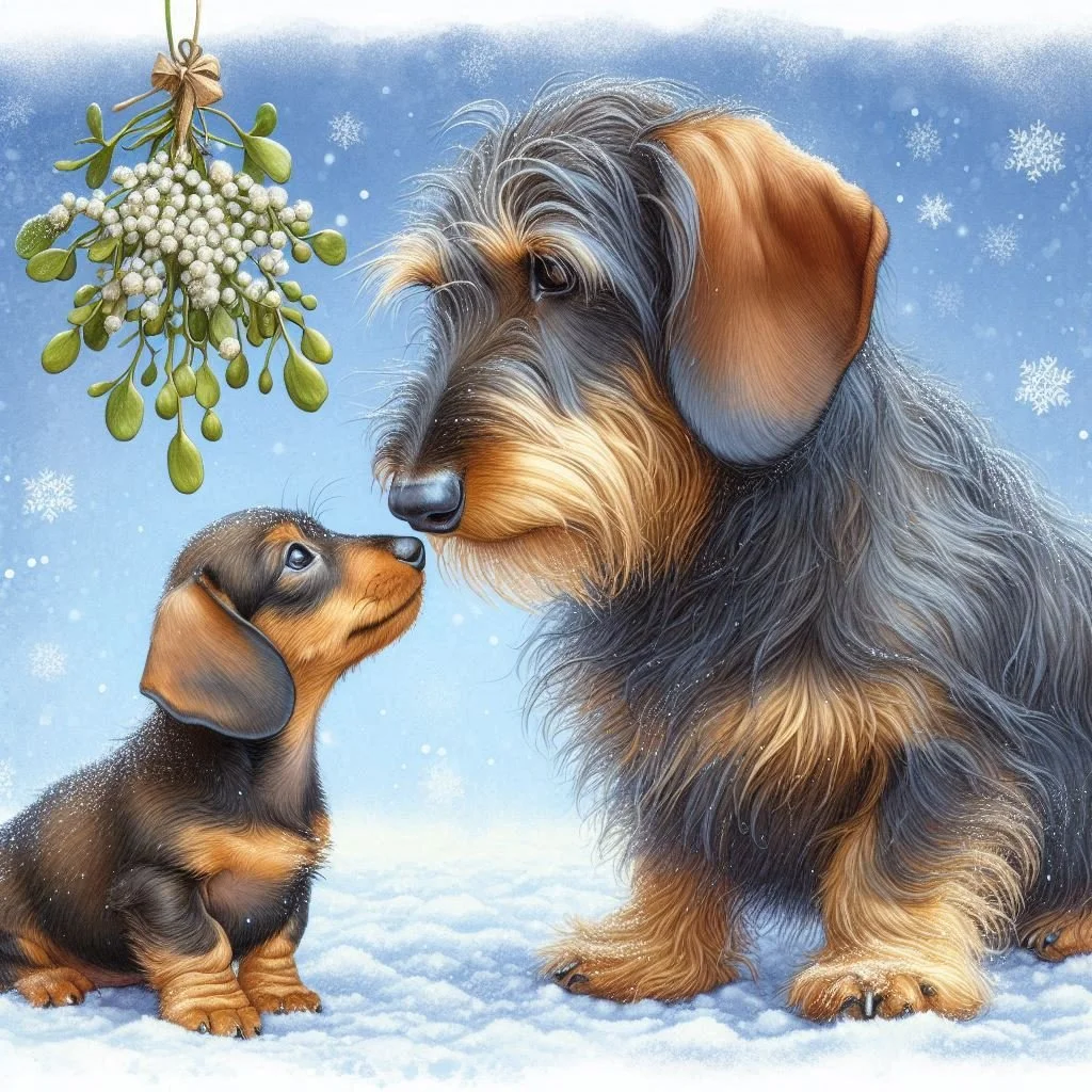 Wire Haired Dachshund Puppy Christmas Card